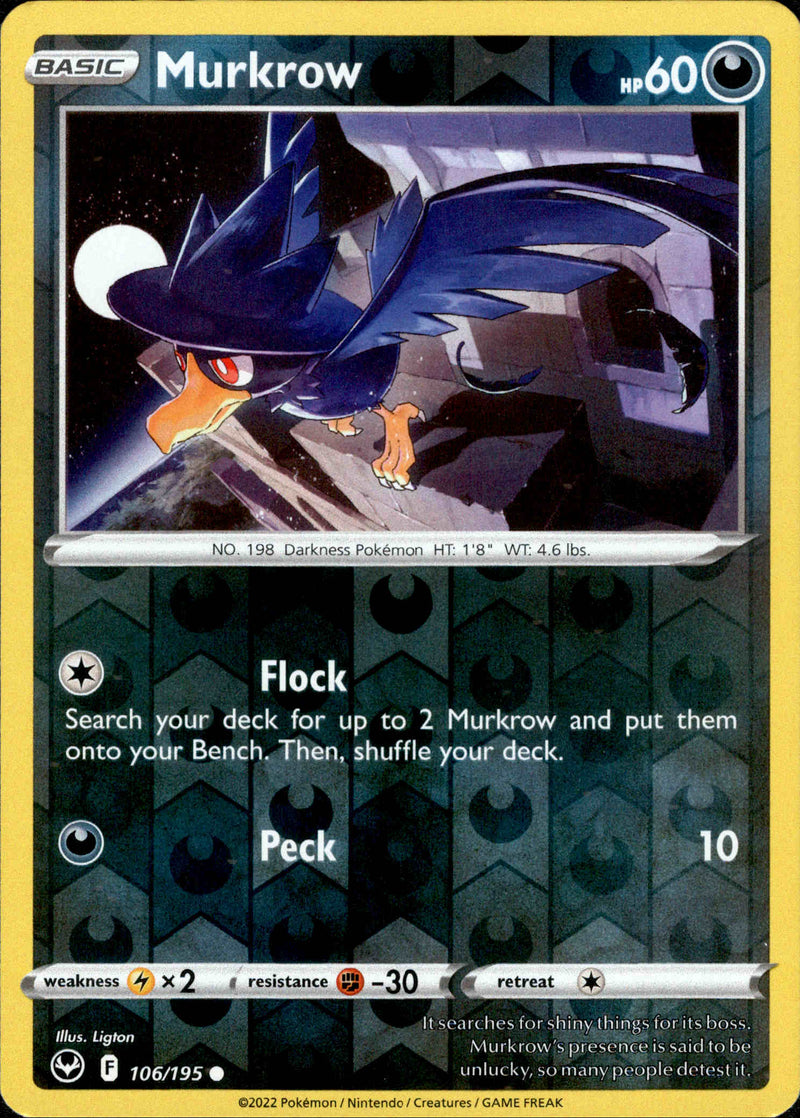 106/195 Murkrow Common Reverse Holo Silver Tempest