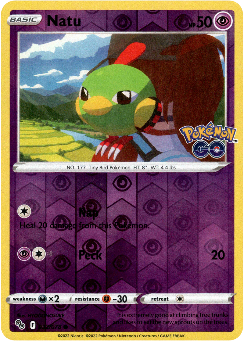 032/078 Natu Common Reverse Holo Pokemon GO