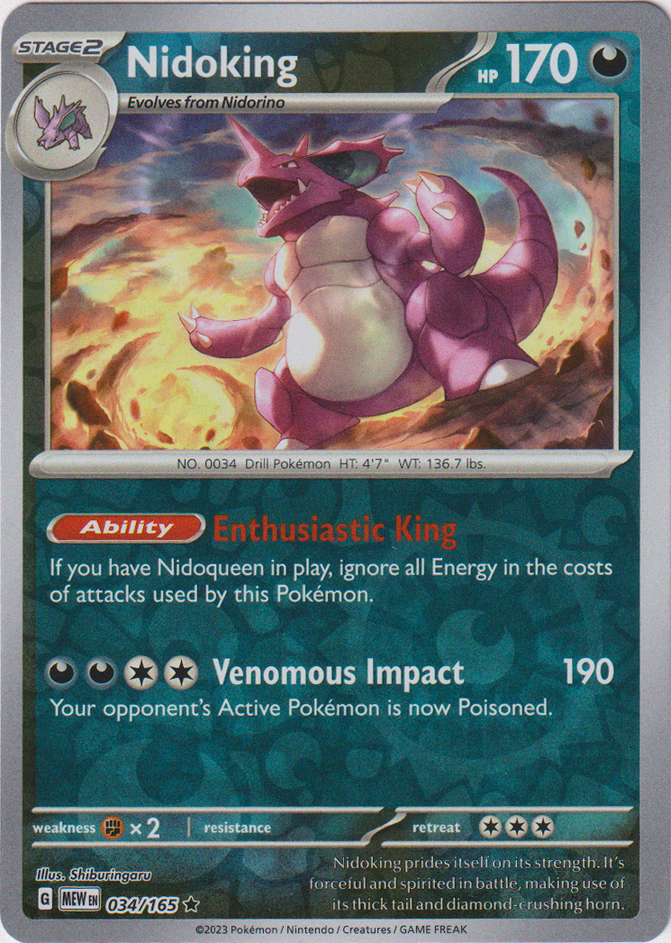 034/165 Nidoking Rare Reverse Holo Scarlet & Violet 151