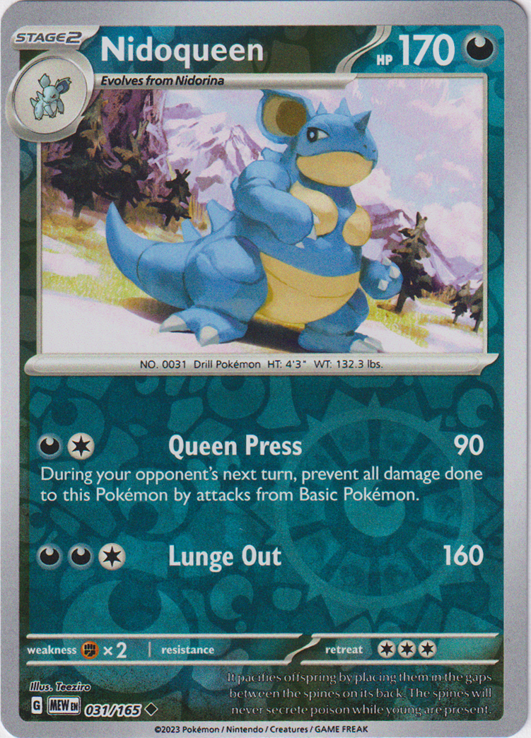 031/165 Nidoqueen Uncommon Reverse Holo Scarlet & Violet 151