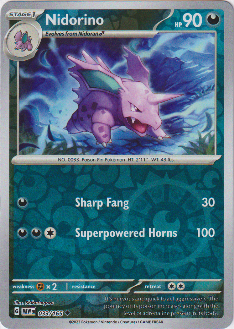 033/165 Nidorino Uncommon Reverse Holo Scarlet & Violet 151