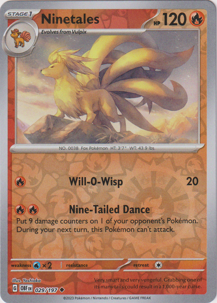 029/197 Ninetales Uncommon Reverse Holo Obsidian Flames