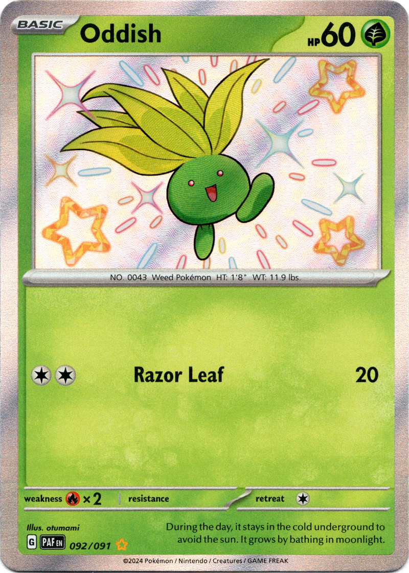 092/091 Oddish Shiny Rare Paldean Fates