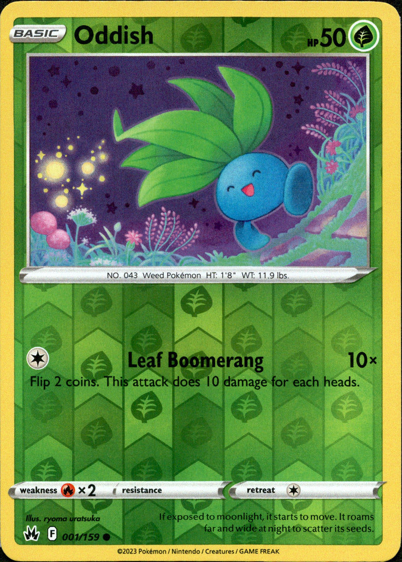 001/159 Oddish Common Reverse Holo Crown Zenith