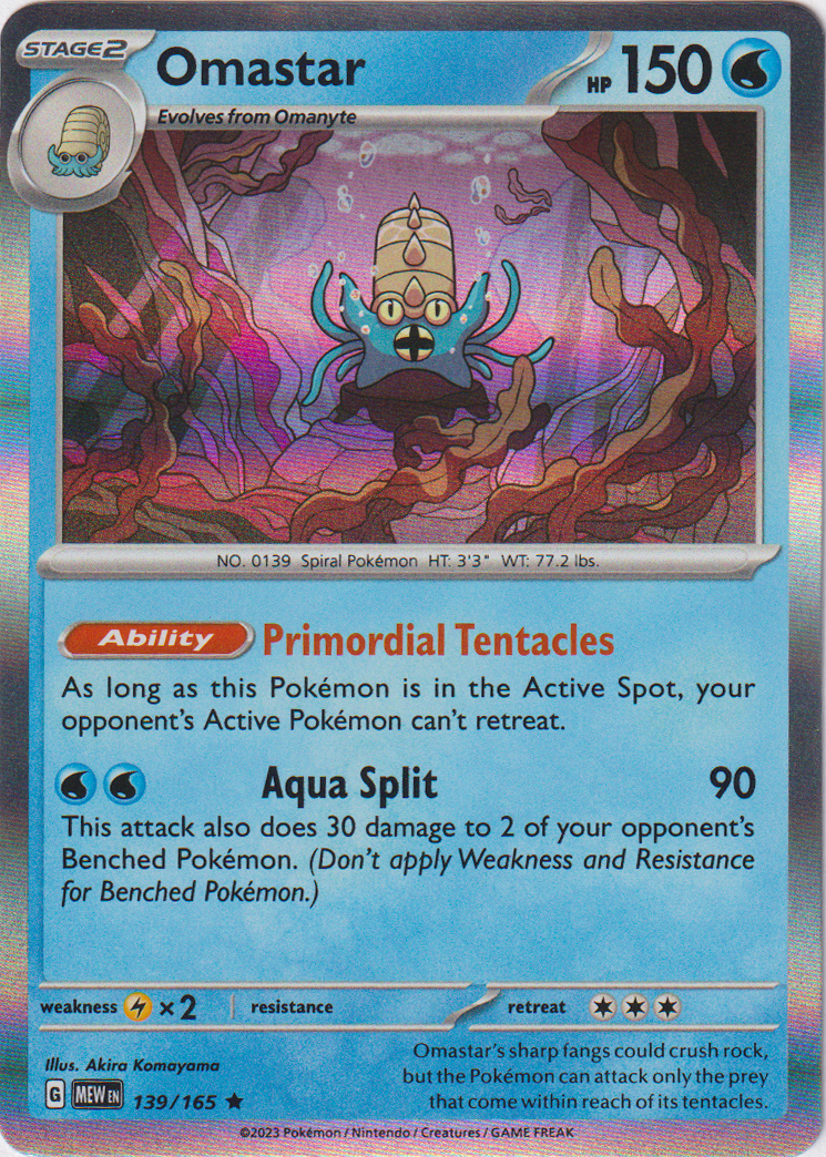 139/165 Omastar Holo Rare Scarlet & Violet 151