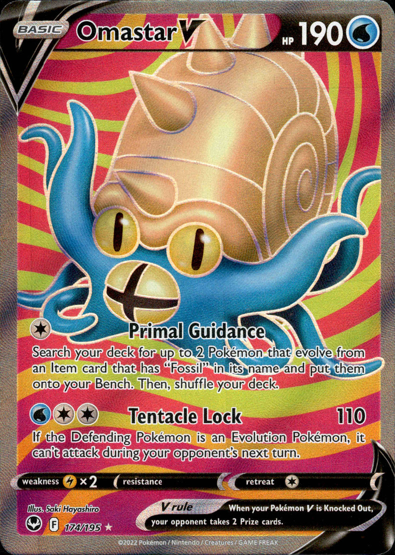 174/195 Omastar V Full Art Silver Tempest