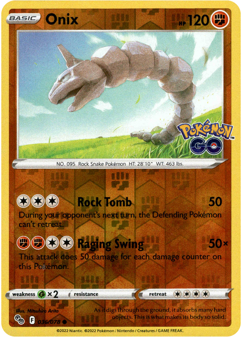 036/078 Onix Common Reverse Holo Pokemon GO