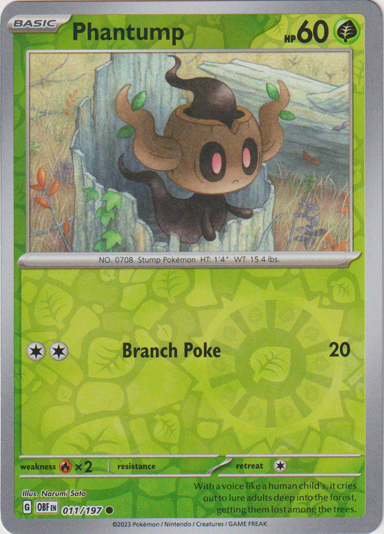 011/197 Phantump Common Reverse Holo Obsidian Flames