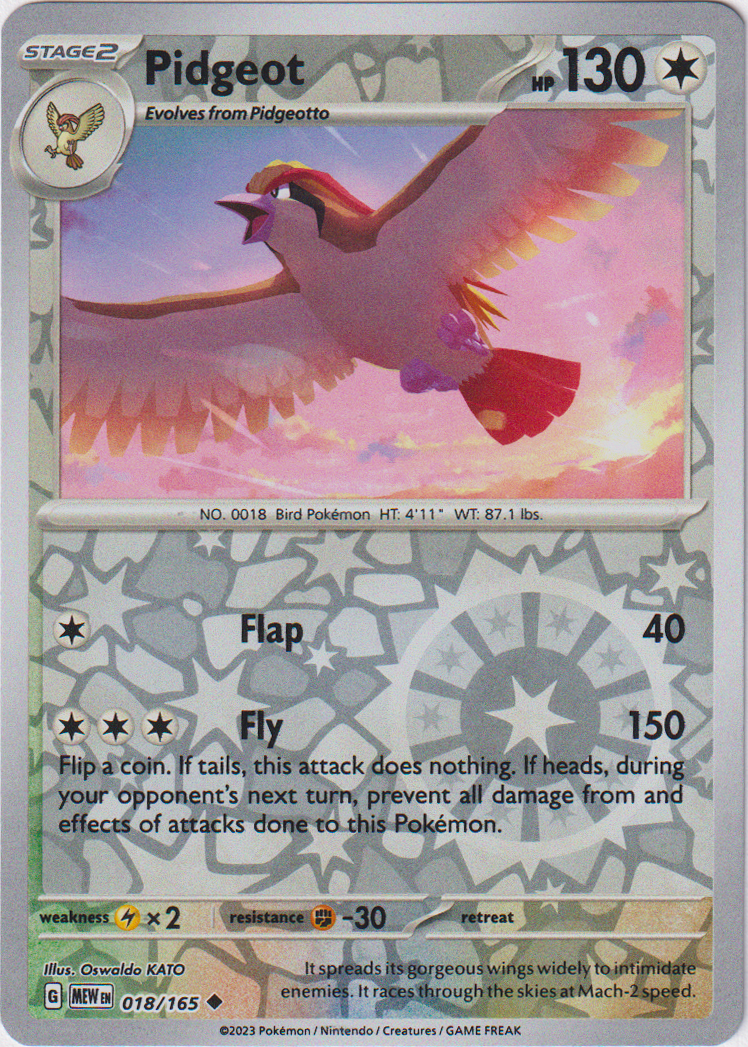 018/165 Pidgeot Uncommon Reverse Holo Scarlet & Violet 151