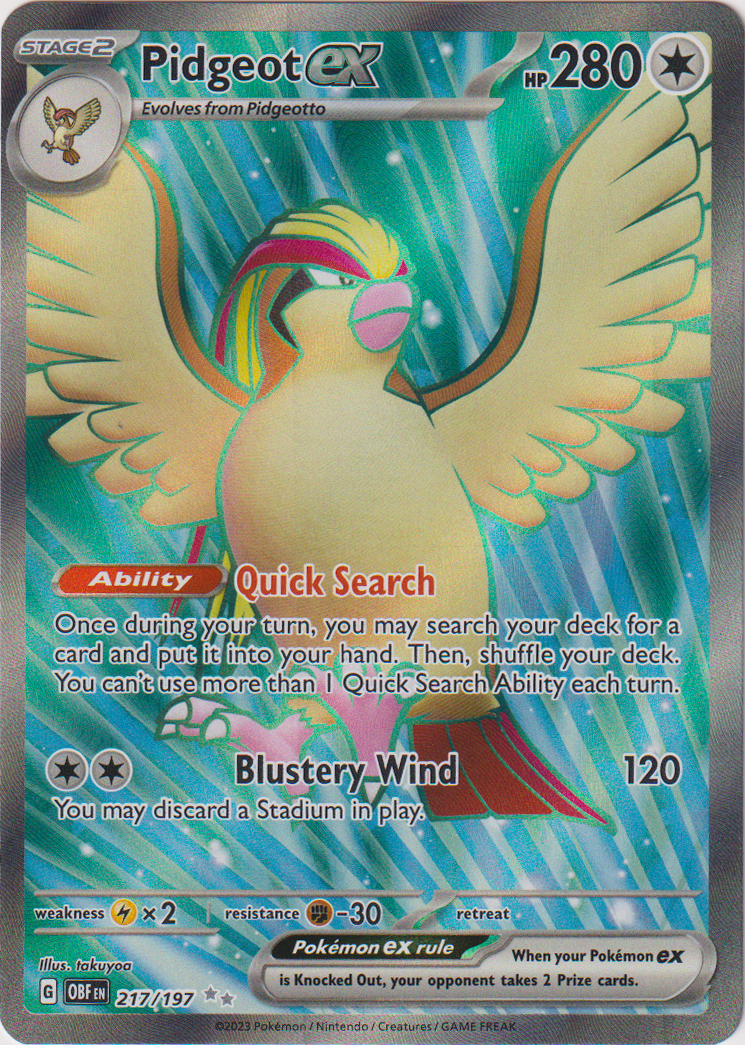 217/197 Pidgeot EX Full Art Obsidian Flames