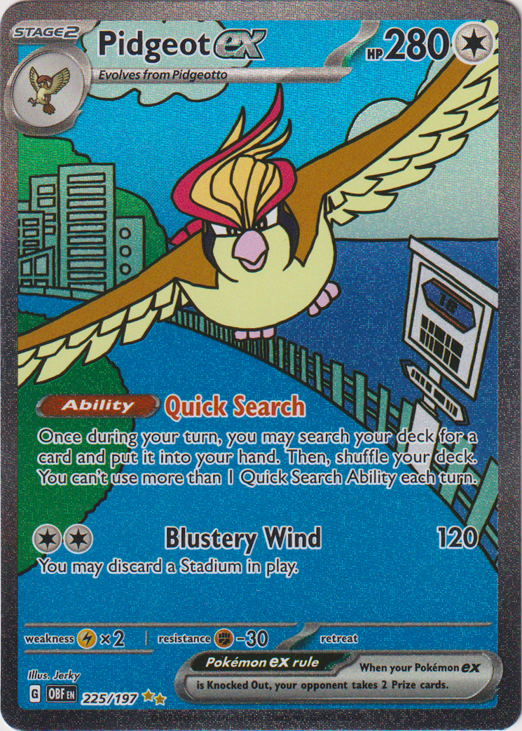 225/197 Pidgeot EX Special Illustration Rare Obsidian Flames