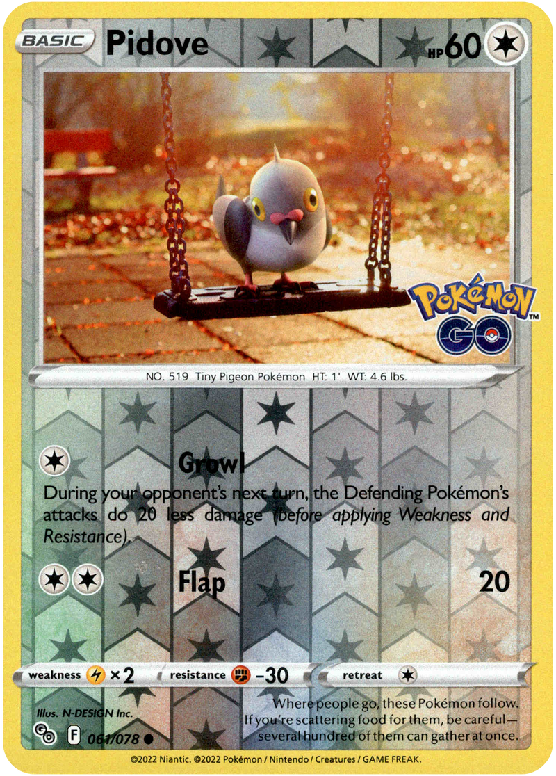 061/078 Pidove Common Reverse Holo Pokemon GO