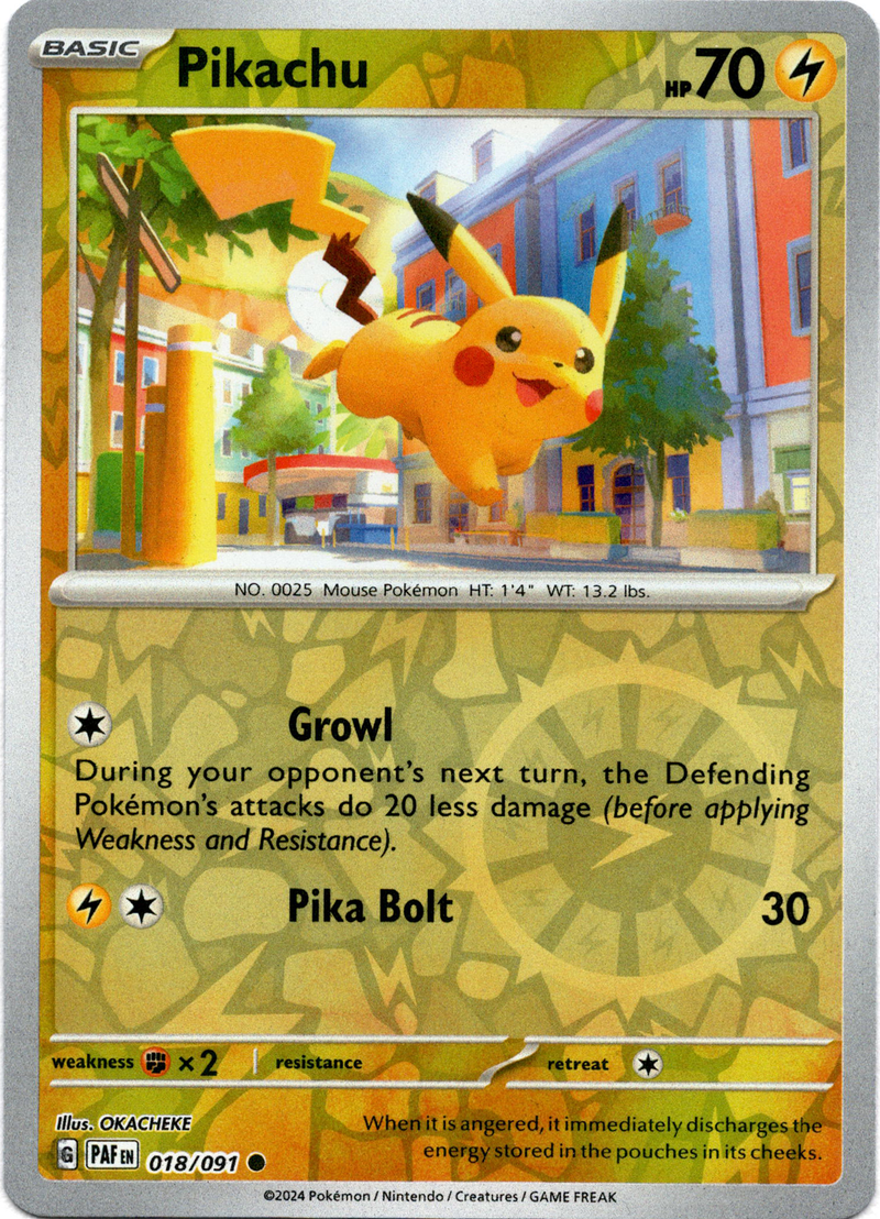 018/091 Pikachu Common Reverse Holo Paldean Fates