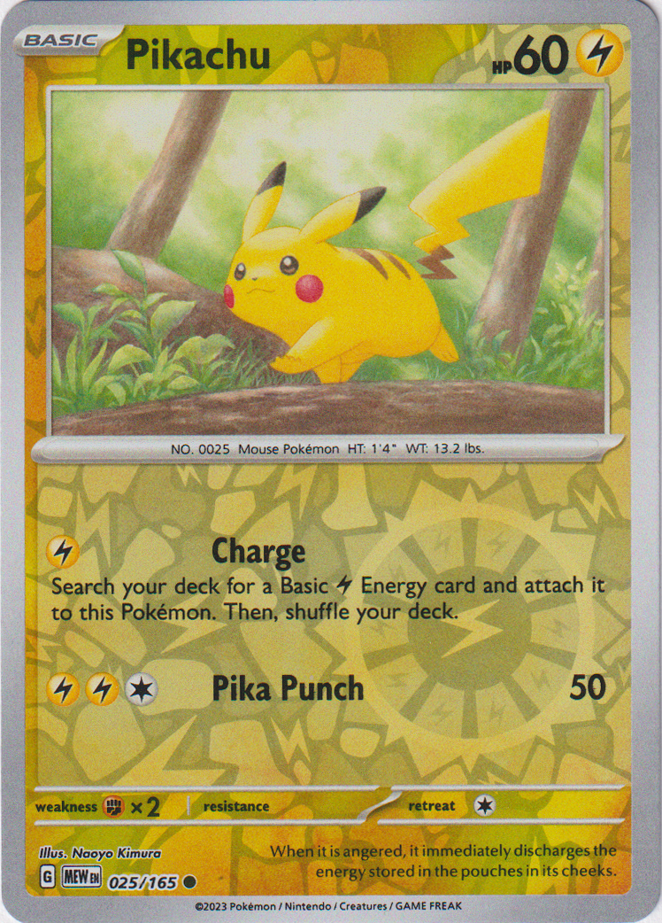 025/165 Pikachu Common Reverse Holo Scarlet & Violet 151