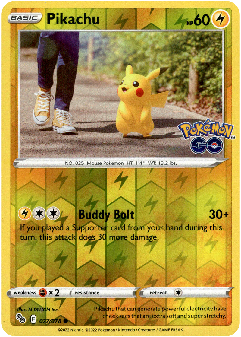 027/078 Pikachu Common Reverse Holo Pokemon GO