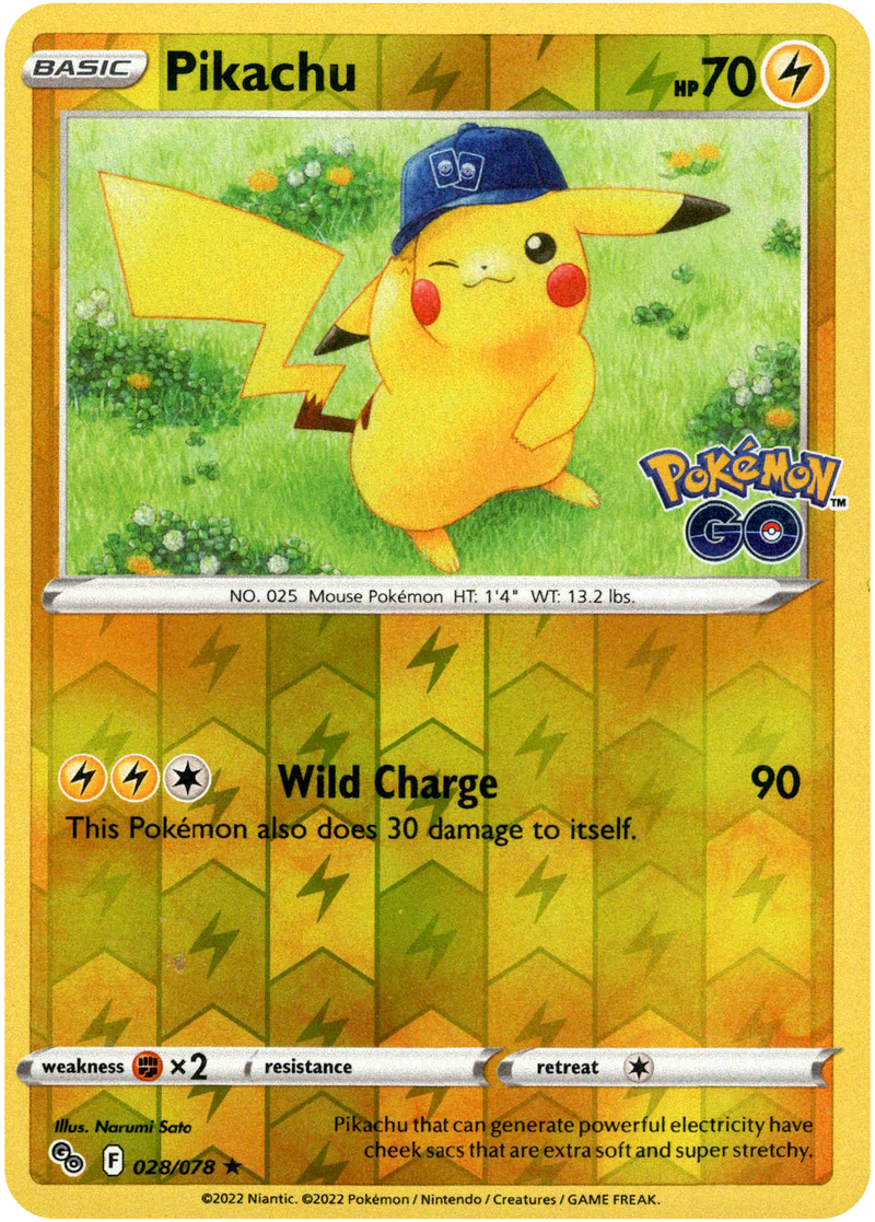 028/078 Pikachu Rare Reverse Holo Pokemon GO