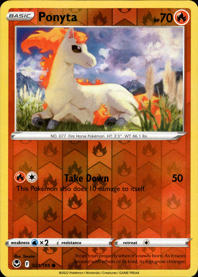 021/195 Ponyta Common Reverse Holo Silver Tempest