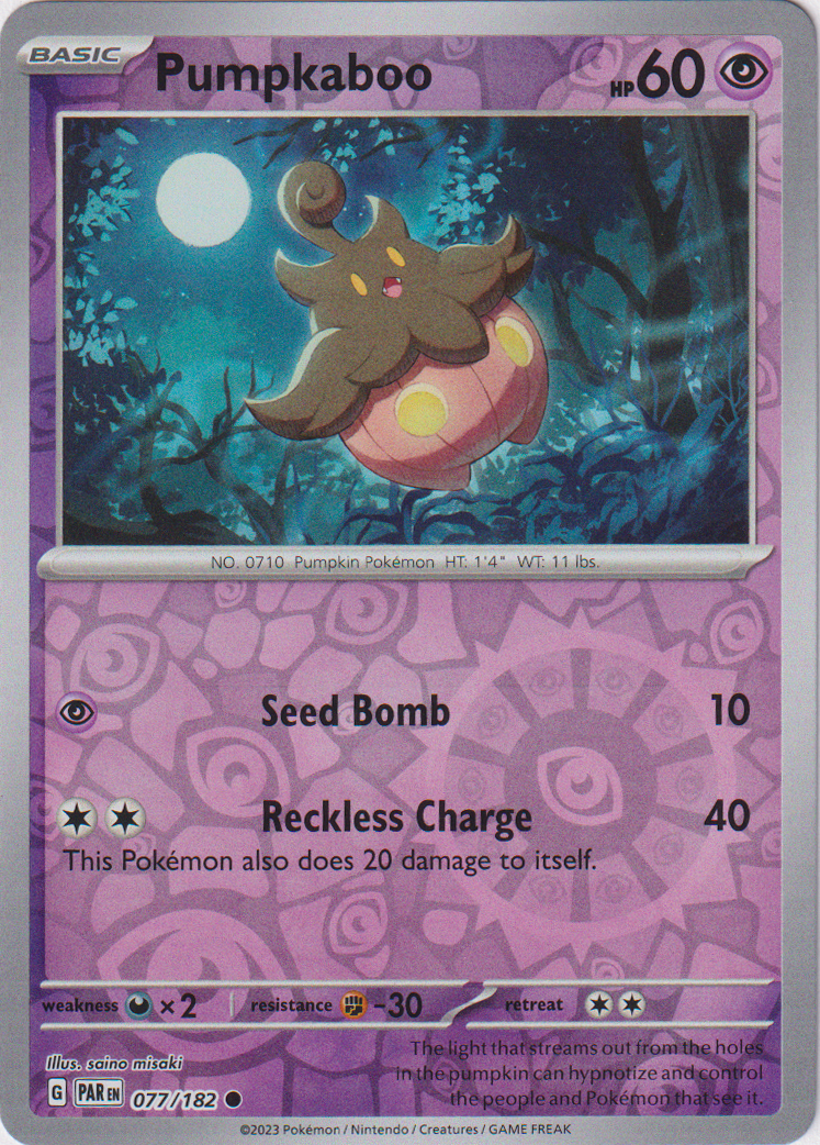 077/182 Pumpkaboo Common Reverse Holo Paradox Rift