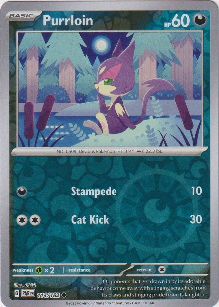 114/182 Purrloin Common Reverse Holo Paradox Rift