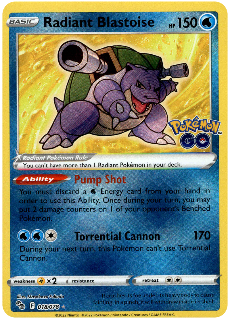 018/078 Radiant Blastoise Holo Pokemon GO