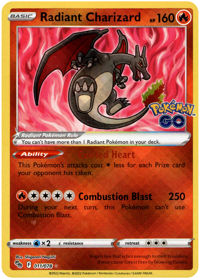 011/078 Radiant Charizard Holo Pokemon GO