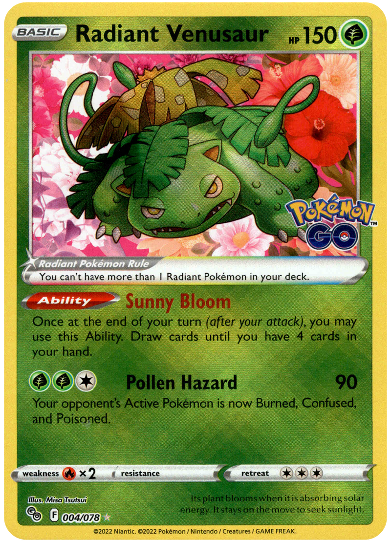 004/078 Radiant Venusaur Holo Pokemon GO