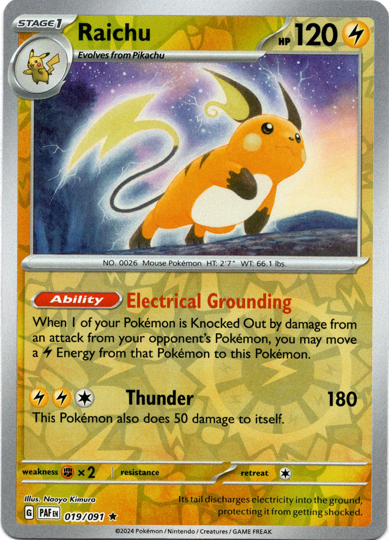 019/091 Raichu Rare Reverse Holo Paldean Fates