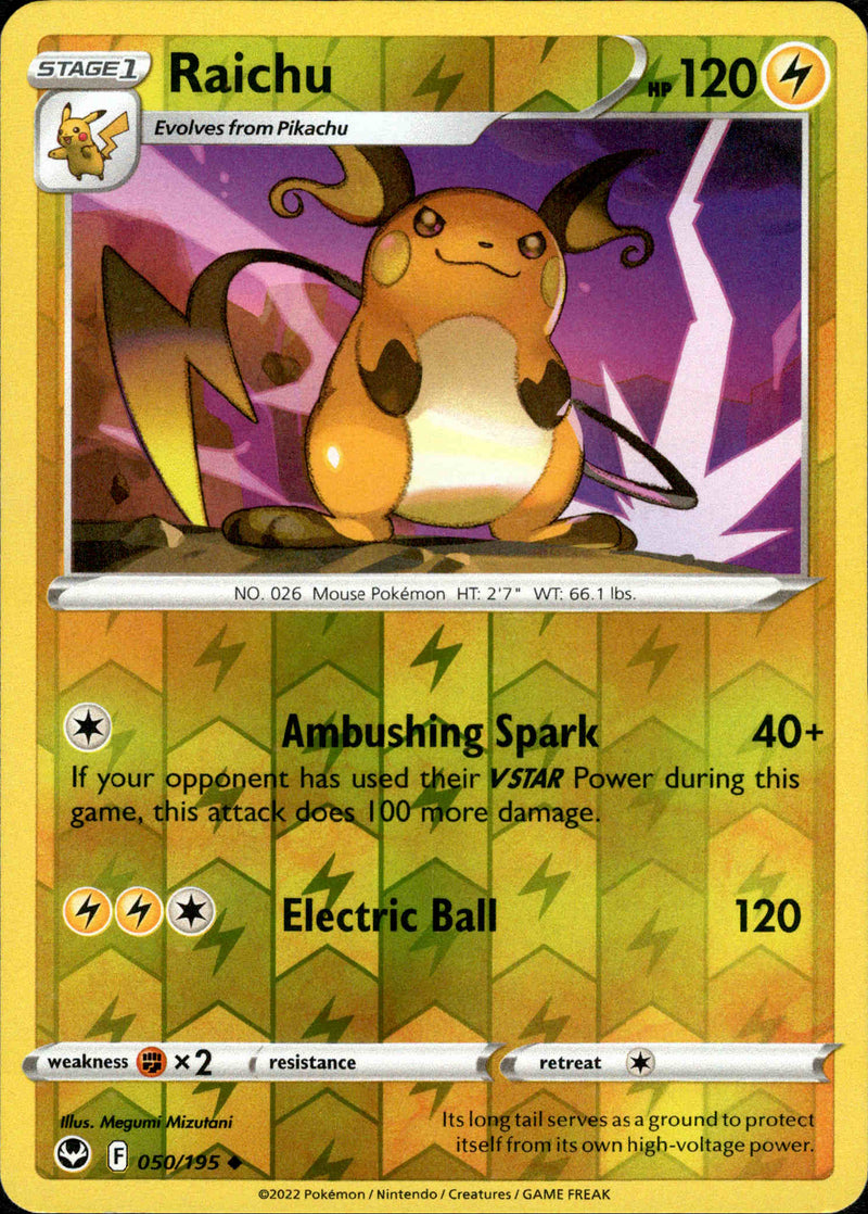 050/195 Raichu Uncommon Reverse Holo Silver Tempest