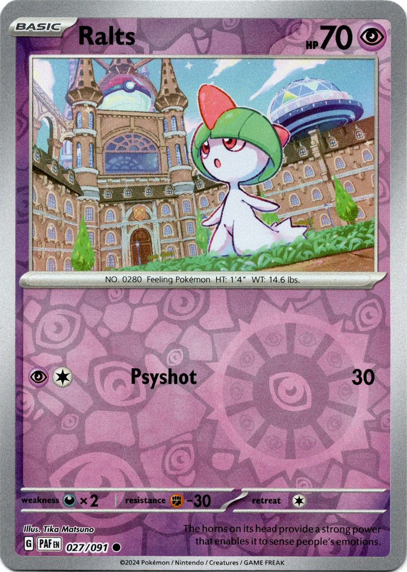 027/091 Ralts Common Reverse Holo Paldean Fates