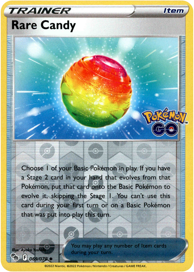 069/078 Rare Candy Uncommon Reverse Holo Pokemon GO