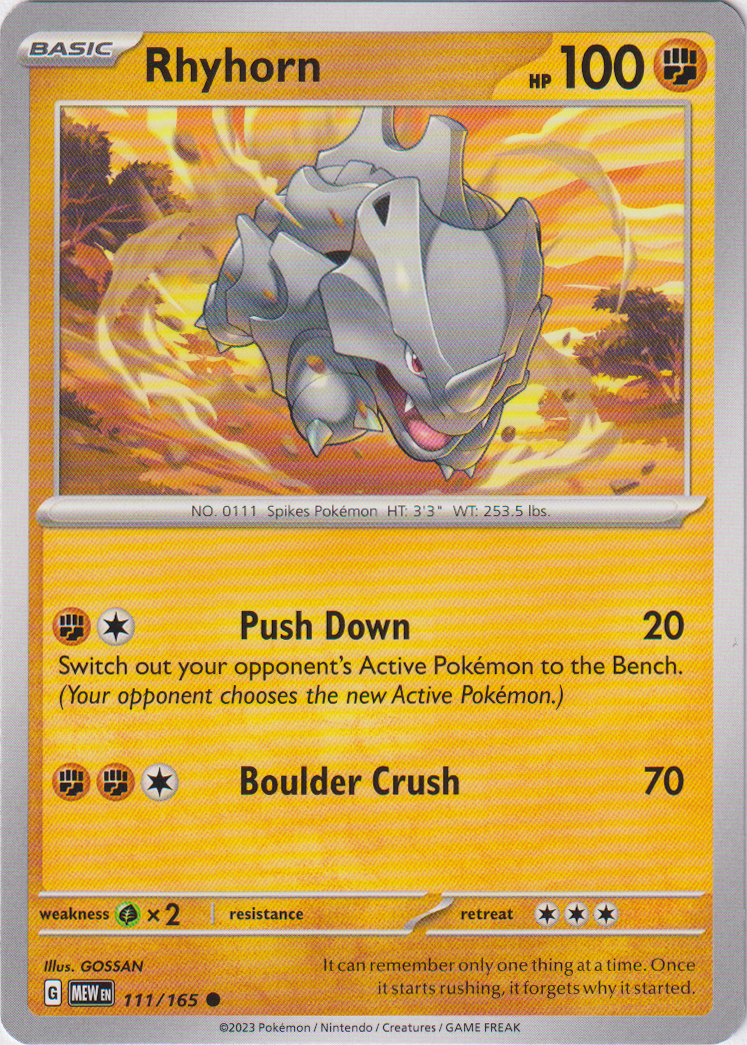 111/165 Rhyhorn Common Scarlet & Violet 151