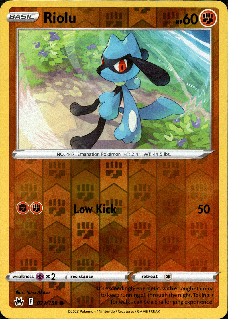 071/159 Riolu Common Reverse Holo Crown Zenith