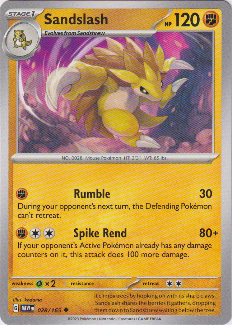 028/165 Sandslash Uncommon Scarlet & Violet 151