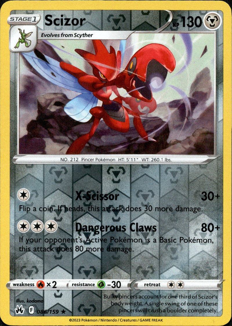 086/159 Scizor Rare Reverse Holo Crown Zenith