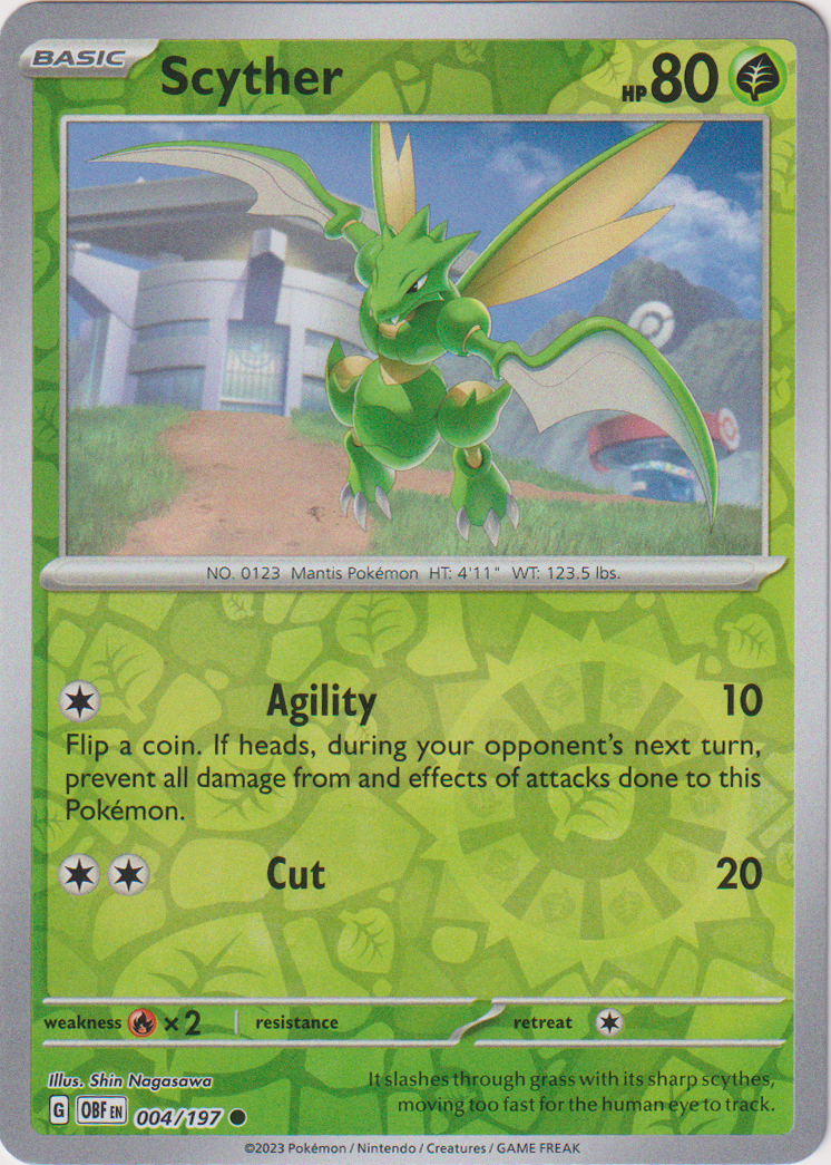 004/197 Scyther Common Reverse Holo Obsidian Flames