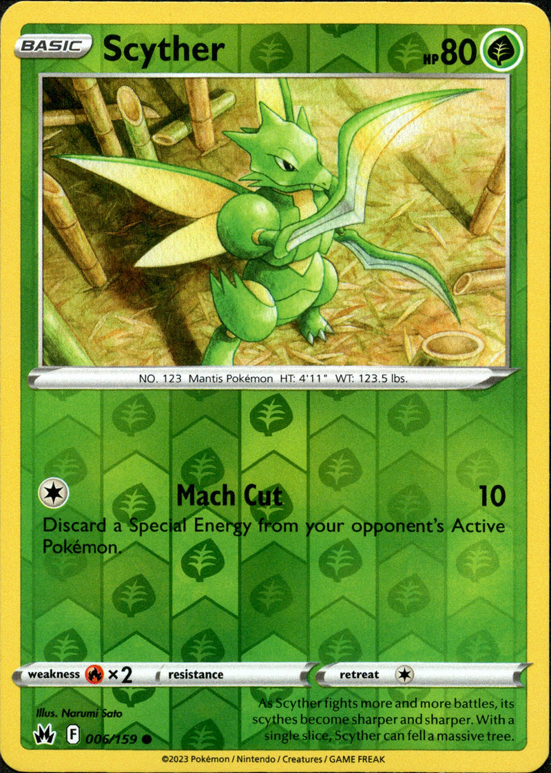 006/159 Scyther Common Reverse Holo Crown Zenith