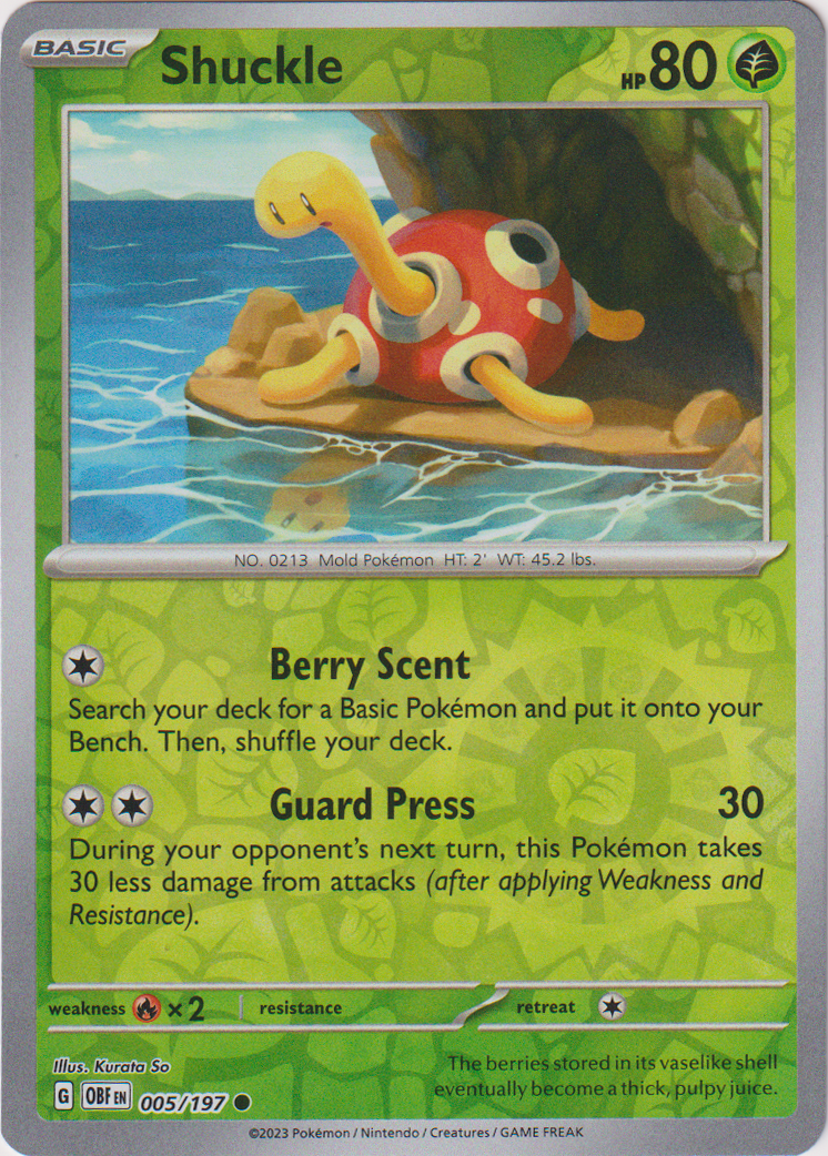 005/197 Shuckle Common Reverse Holo Obsidian Flames