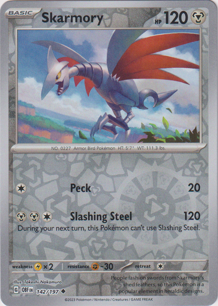 142/197 Skarmory Uncommon Reverse Holo Obsidian Flames