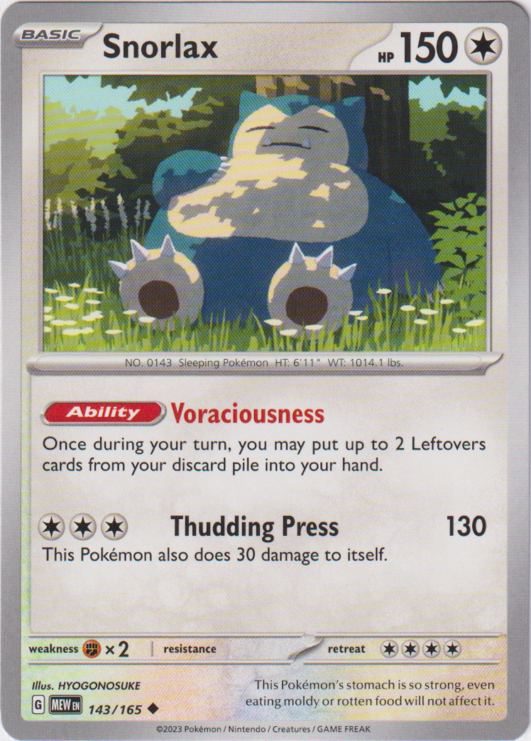 143/165 Snorlax Uncommon Scarlet & Violet 151