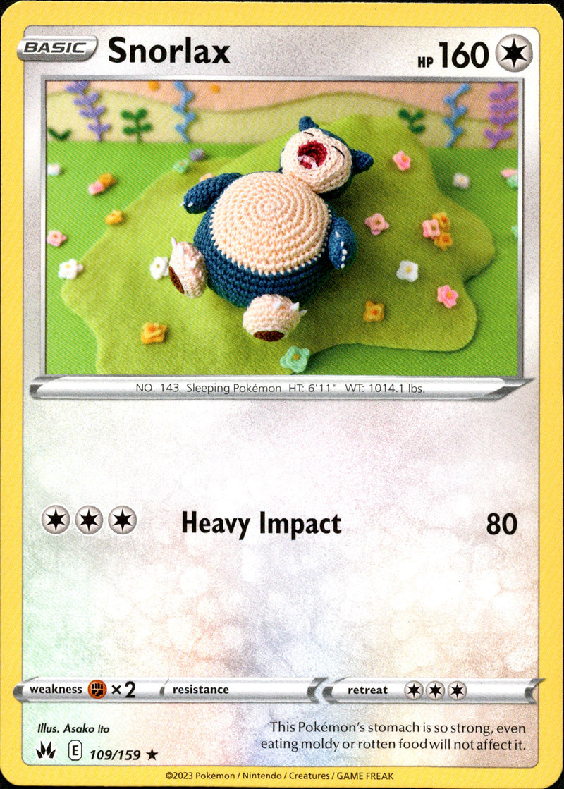 109/159 Snorlax Rare Crown Zenith