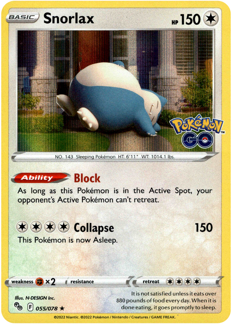 055/078 Snorlax Holo Rare Pokemon GO