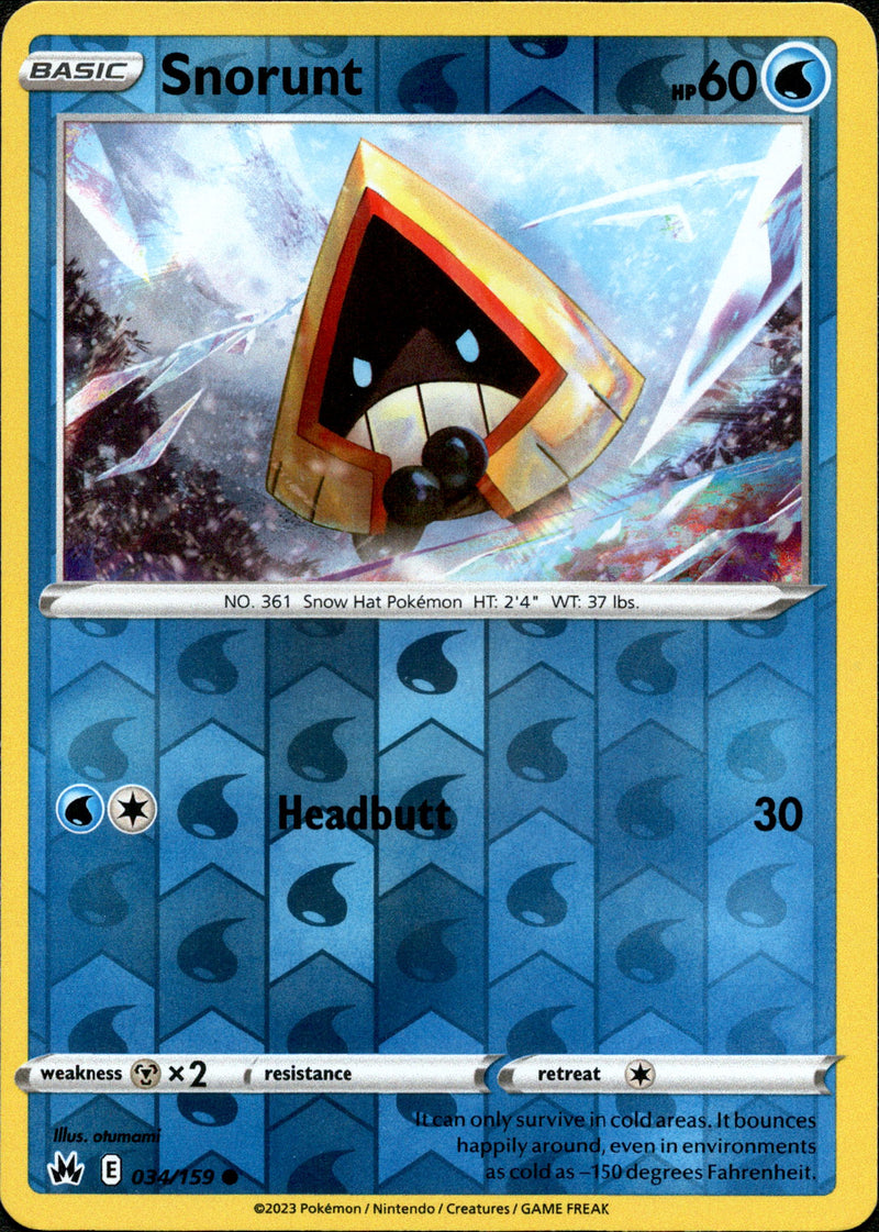 034/159 Snorunt Common Reverse Holo Crown Zenith