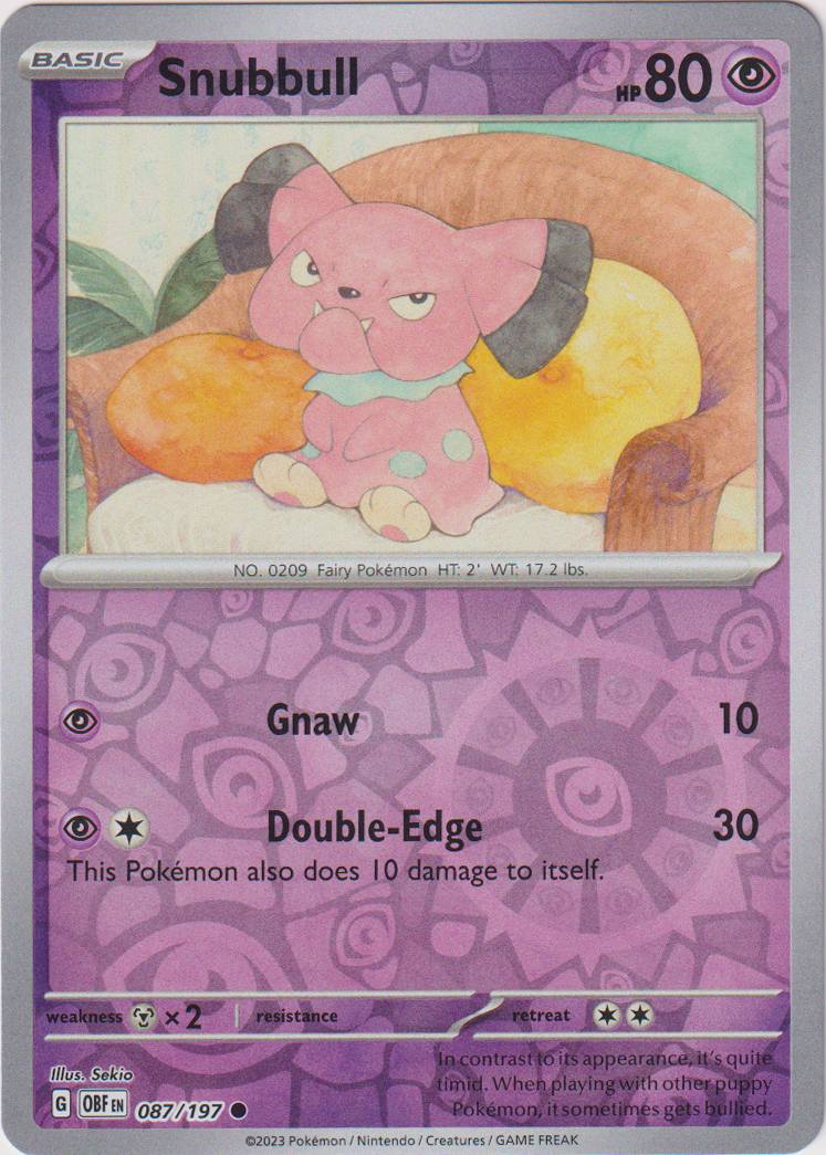 087/197 Snubbull Common Reverse Holo Obsidian Flames