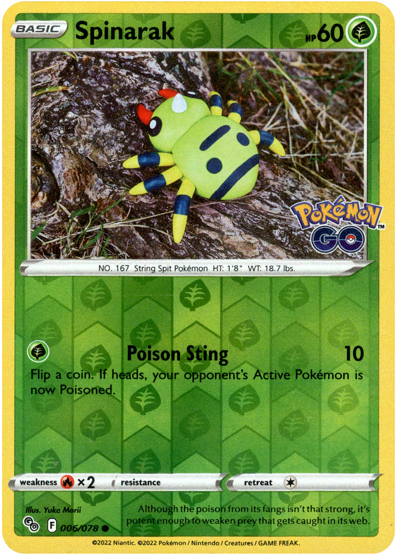 006/078 Spinarak Common Reverse Holo Pokemon GO