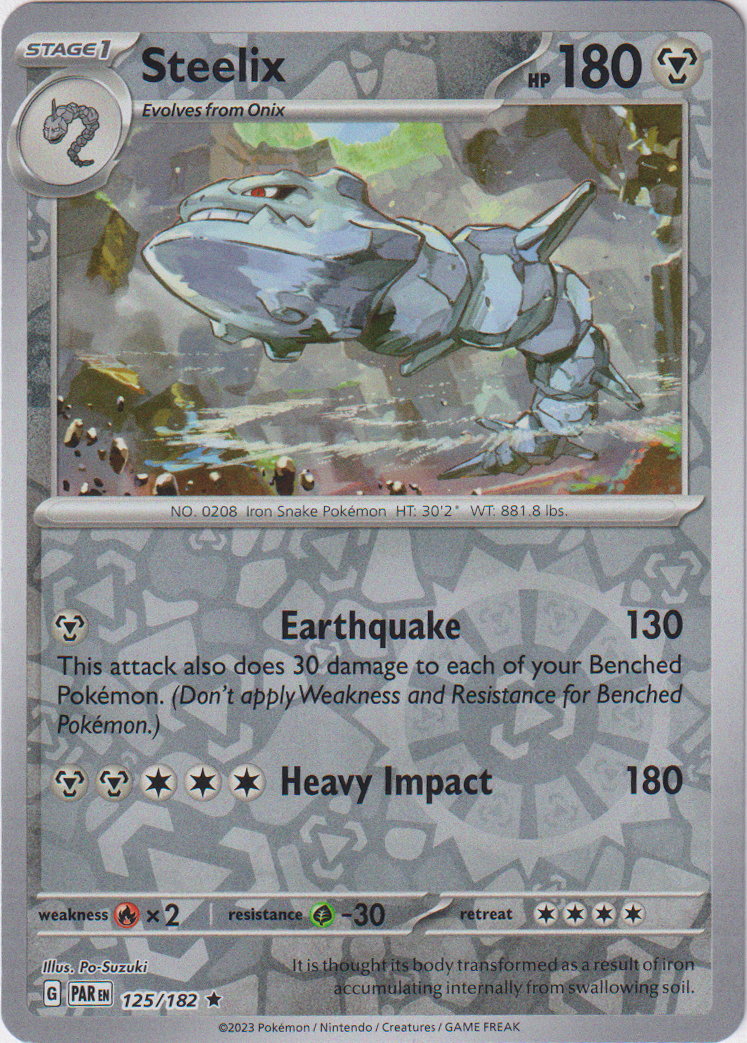 125/182 Steelix Rare Reverse Holo Paradox Rift