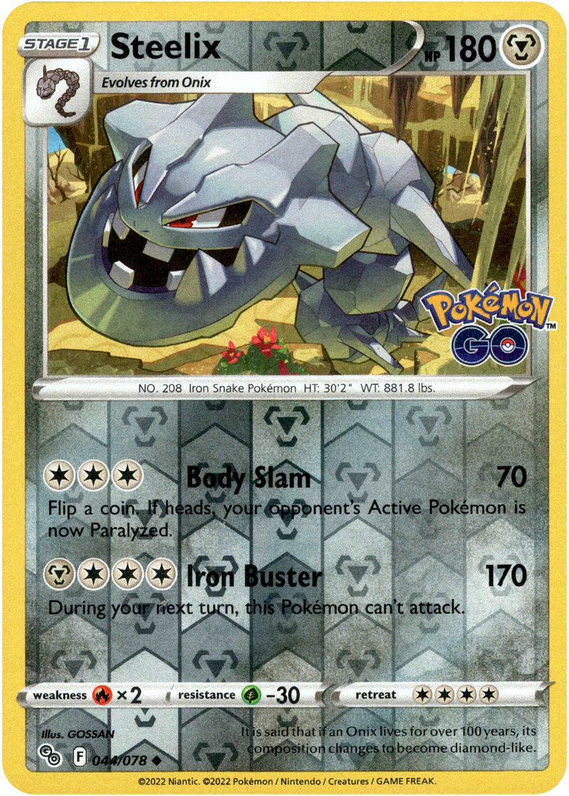 044/078 Steelix Uncommon Reverse Holo Pokemon GO