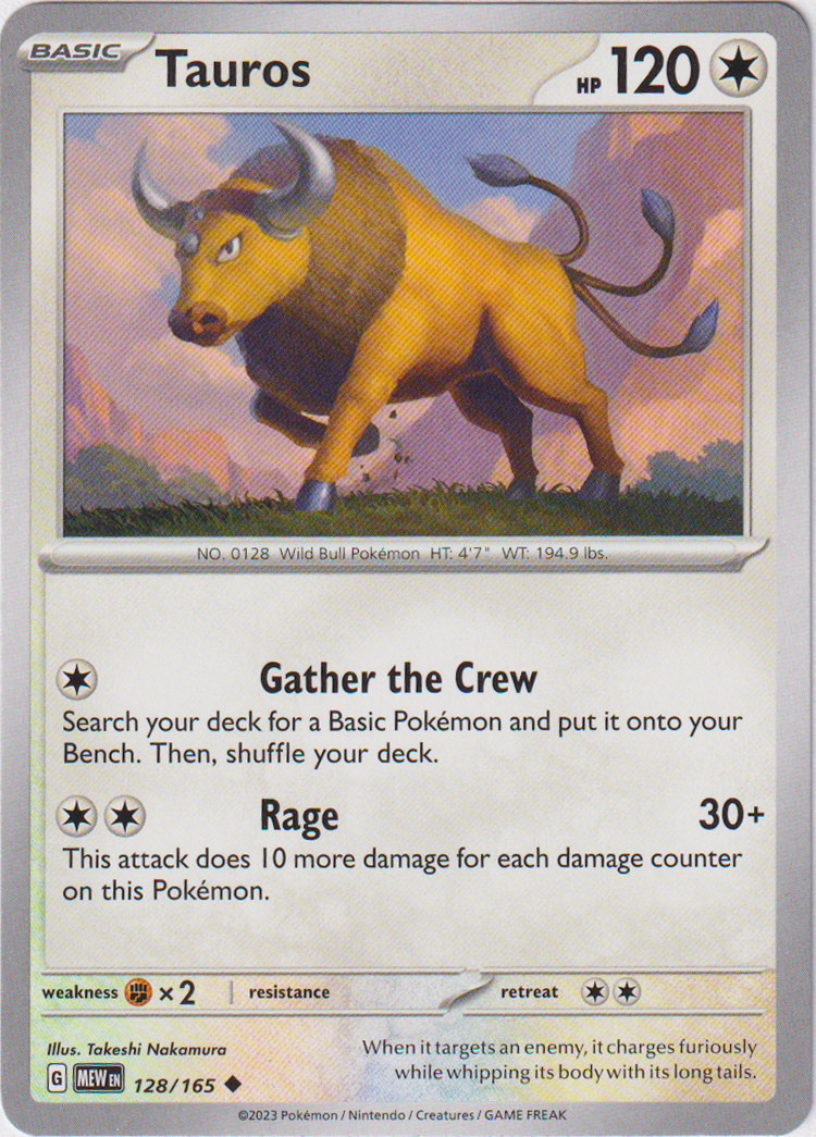 128/165 Tauros Uncommon Scarlet & Violet 151