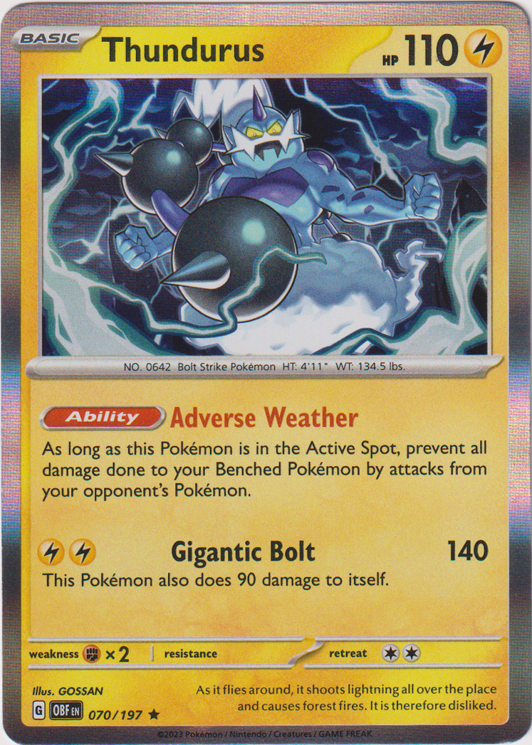 070/197 Thundurus Holo Rare Obsidian Flames