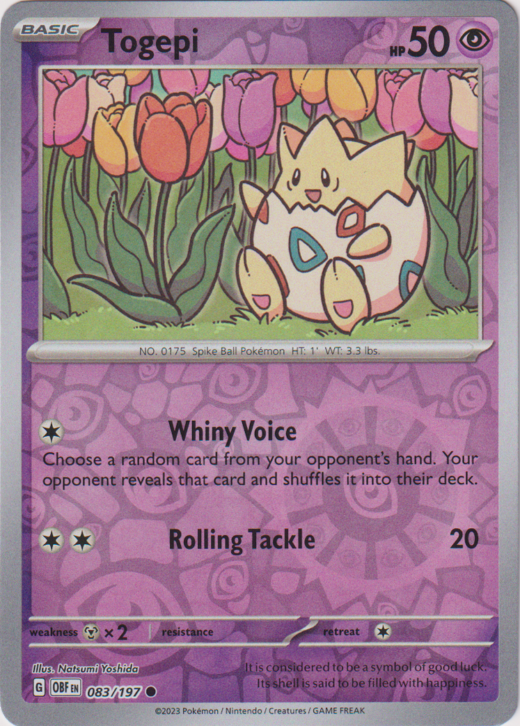 083/197 Togepi Common Reverse Holo Obsidian Flames