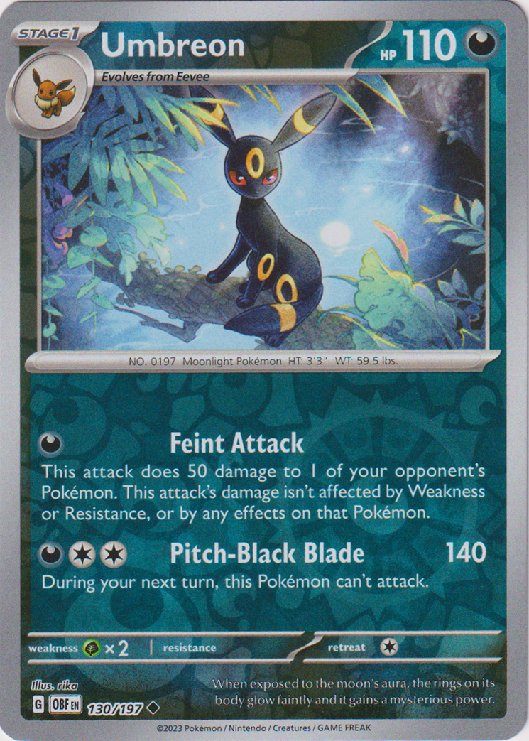 130/197 Umbreon Uncommon Reverse Holo Obsidian Flames